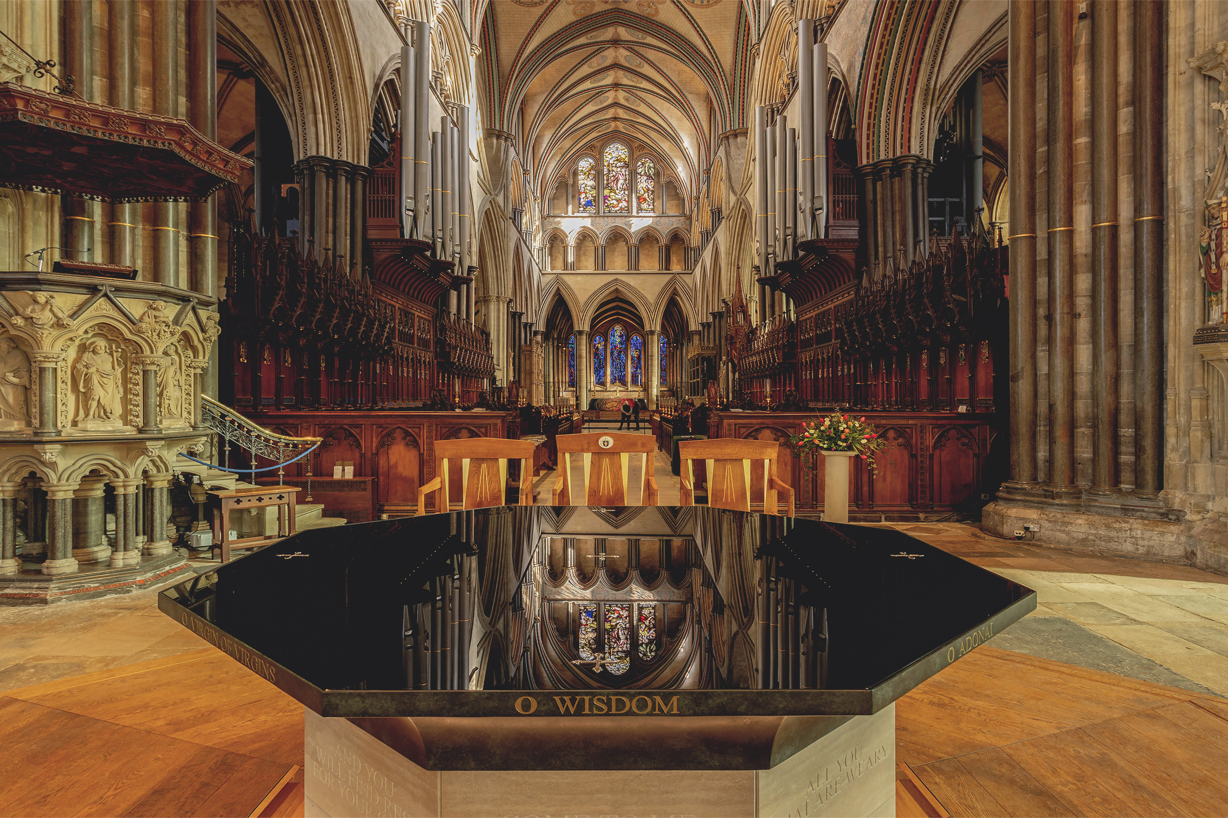 HC Gordon Garrett Salisbury Cathedral from the Nave to the Lady Chapel